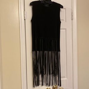 ZARA Black top with fringe.
